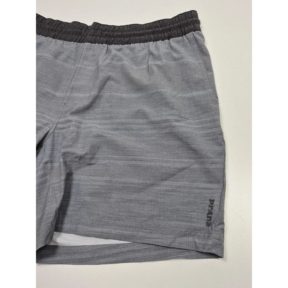 PrAna Slope Short Mens 2XL Gray 7 Inseam Ashy Kai Stripe Athletic Running Gym